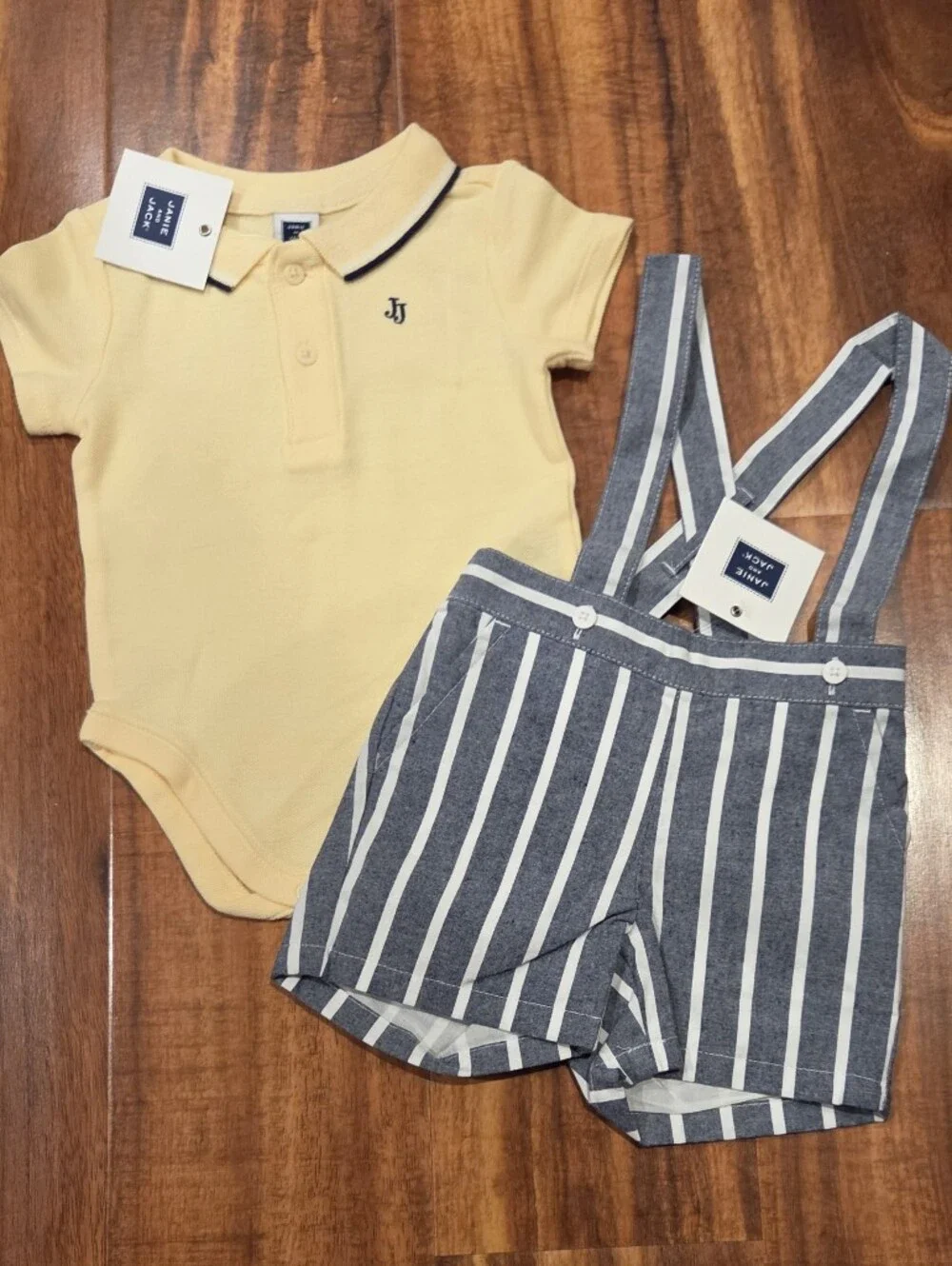 Janie and Jack NWT 0-3 Months Polo Bodysuit and Suspender Shortalls